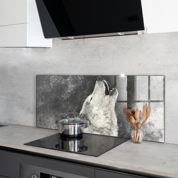 Stenska plošča za kuhinjo Ilustracija kanadskega volka