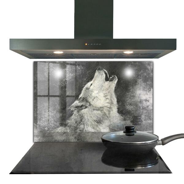 Stenska plošča za kuhinjo Ilustracija kanadskega volka