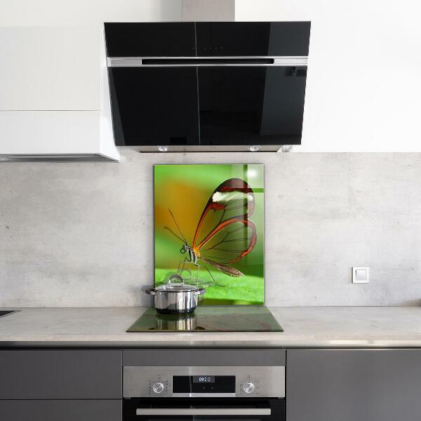 Stenska plošča za kuhinjo Metulj na listu