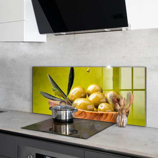Stenska plošča za kuhinjo Sveže zelene olive