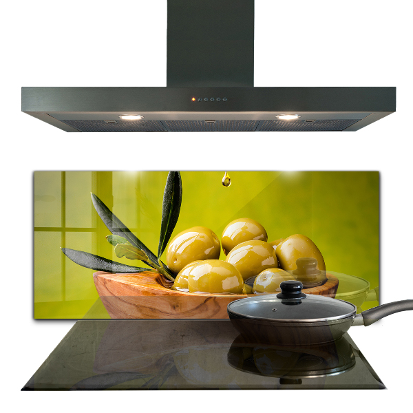 Stenska plošča za kuhinjo Sveže zelene olive