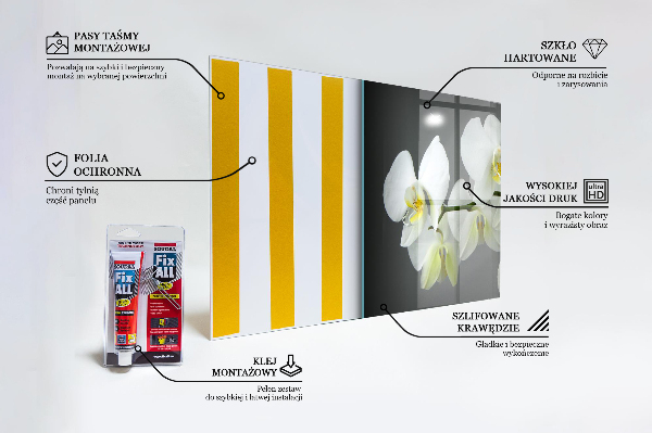 Zidna obloga za kuhinju Bela orhideja na črnem ozadju