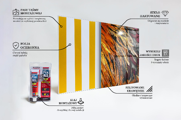 Stenska plošča za kuhinjo Pisano ptičje perje