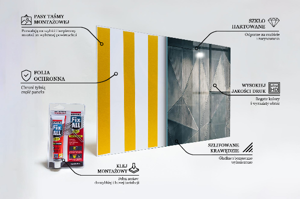 Stenska plošča za kuhinjo Kovinski abstraktni trikotniki