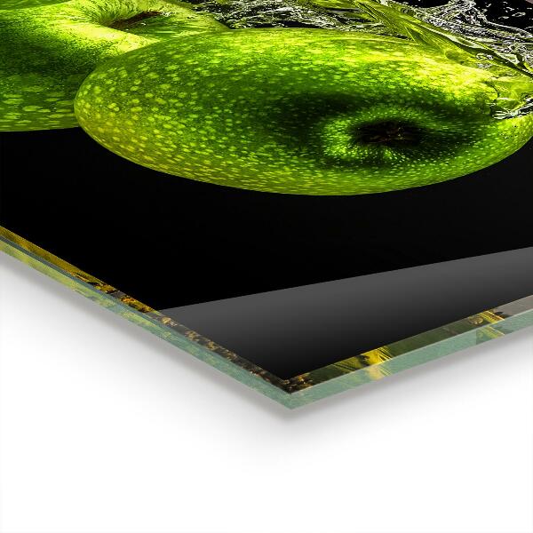 Stenska plošča za kuhinjo Zelena jabolka v vodi