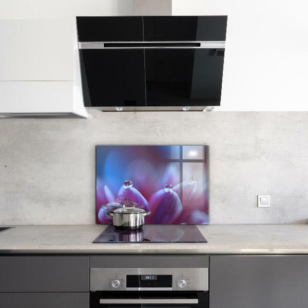 Zidna obloga za kuhinju Rosne kapljice vijolična roža