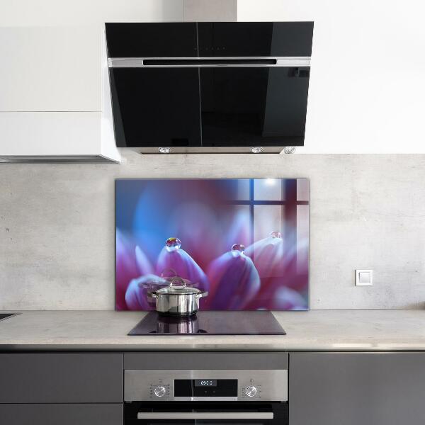Zidna obloga za kuhinju Rosne kapljice vijolična roža
