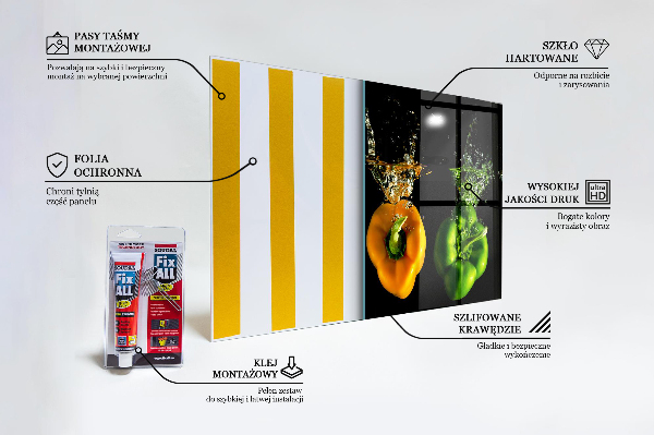 Stenska plošča za kuhinjo Pisane paprike pod vodo