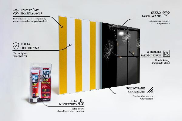 Stenska plošča za kuhinjo Dandelions in the wind