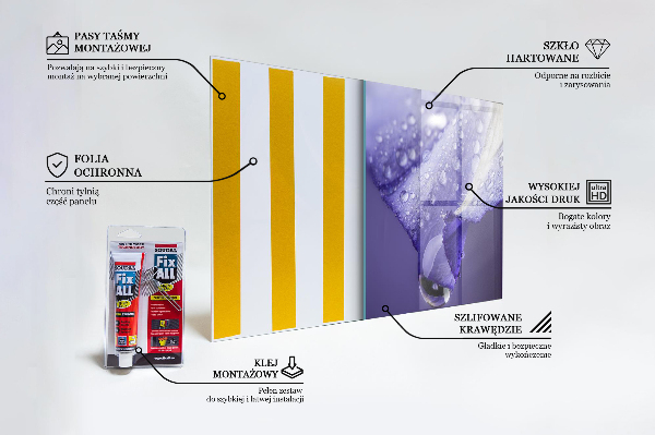 Stenska plošča za kuhinjo Vijolični cvetni list