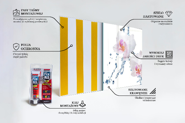 Stenska plošča za kuhinjo Orhideja, poškropljena z vodo