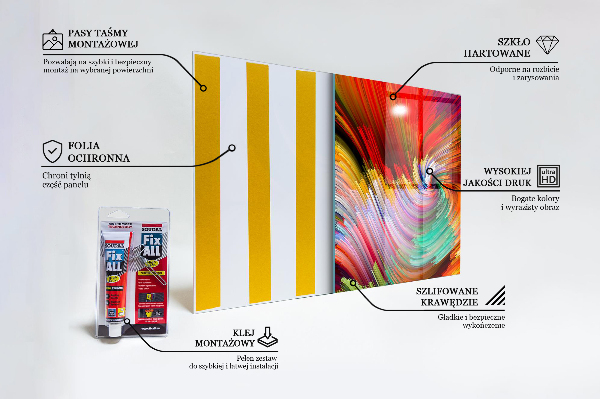 Stenska plošča za kuhinjo Energična barvna mešanica