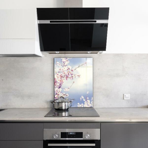 Stenska plošča za kuhinjo Nežni rožnati cvetovi