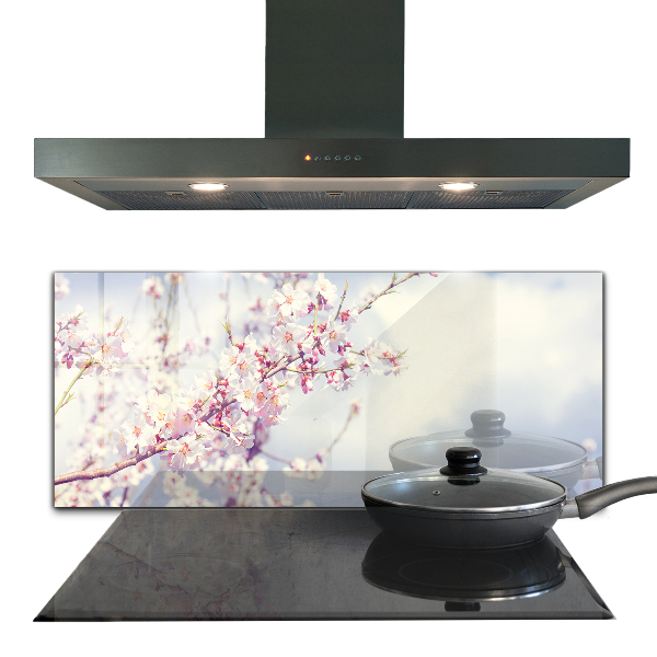 Stenska plošča za kuhinjo Nežni rožnati cvetovi