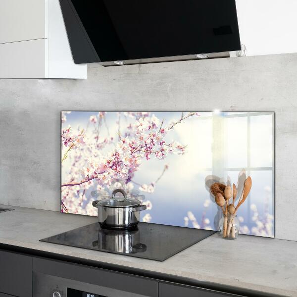 Stenska plošča za kuhinjo Nežni rožnati cvetovi