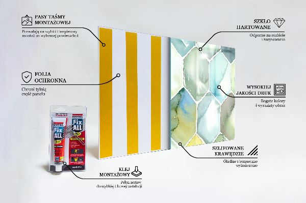 Stenska plošča za kuhinjo Akvarelni geometrijski vzorci