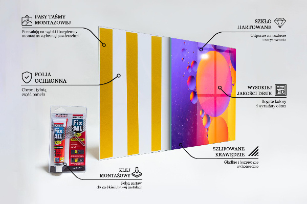 Stenska plošča za kuhinjo Pisani krogi