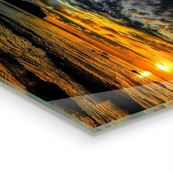 Stenska plošča za kuhinjo Sončni zahod ob morju