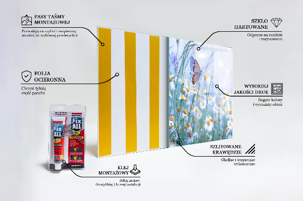 Stenska plošča za kuhinjo Poletna travniška roža metulja