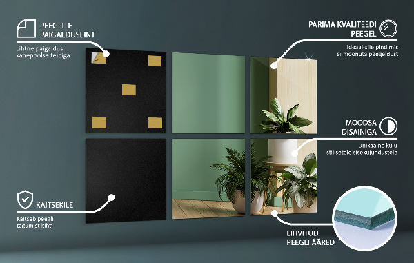 Zrcalne ploščice 6 kos 16x16 cm