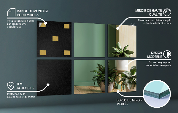 Samolepilne zrcalne ploščice 6 kos 20x20 cm