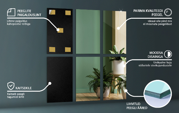 Zrcalne ploščice 6 kos 30x20 cm
