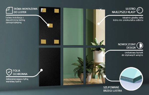 Zrcalne ploščice 6 kos 30x20 cm