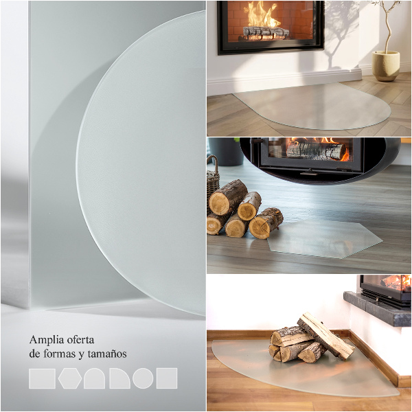 Kvadratno polprosojno steklo za pod kamin 60x60 cm