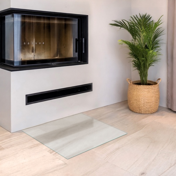 Kvadratno polprosojno steklo za pod kamin 60x60 cm