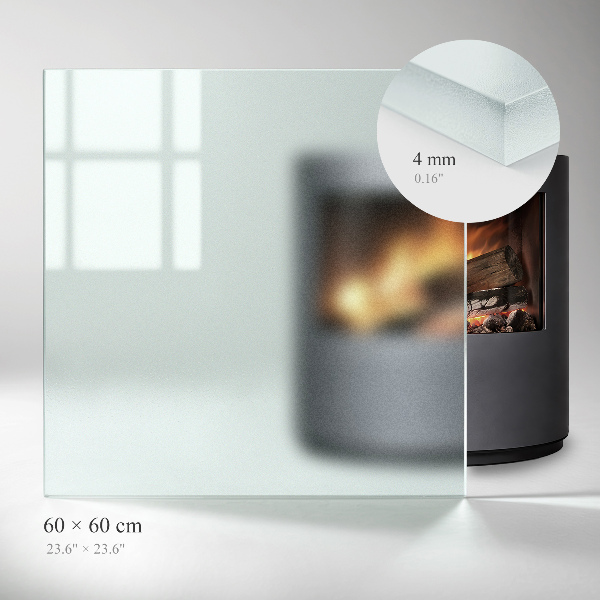Kvadratno polprosojno steklo za pod kamin 60x60 cm