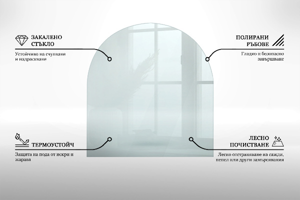 Steklo za kamin 80x70 cm