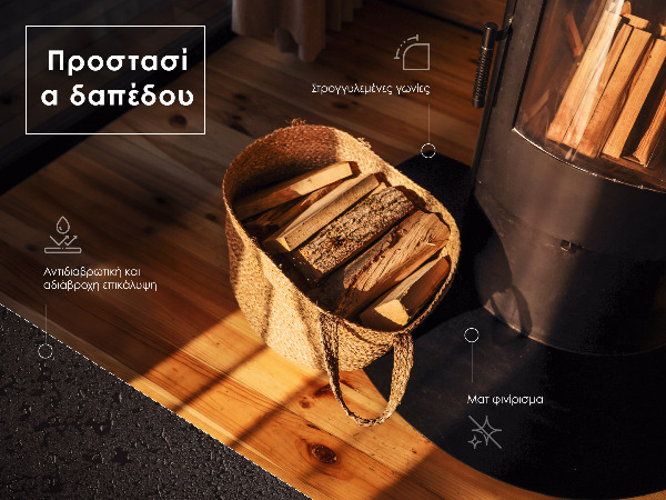 Polkrožna črna podložna plošča za kamin 80x70 cm