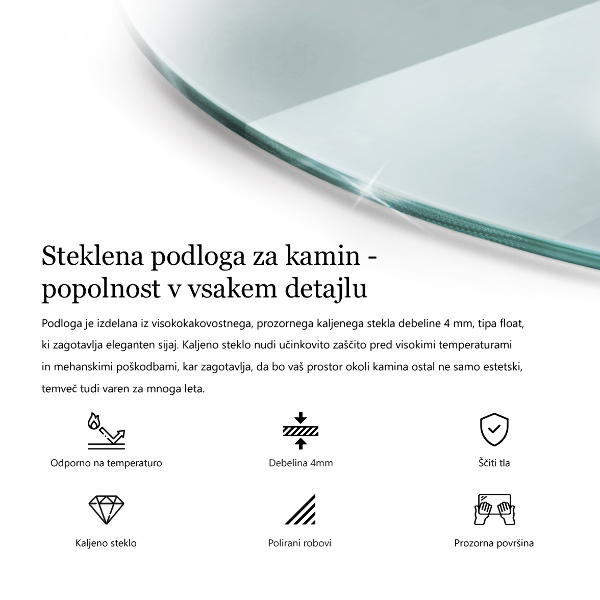 Podložna plošča za kamin fi70 cm