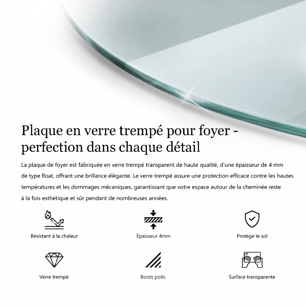 Podložna plošča za kamin fi80 cm