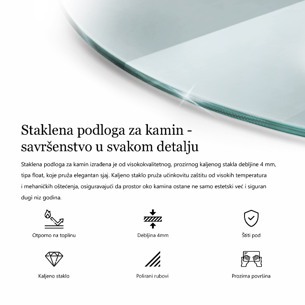 Podložna plošča za kamin fi80 cm