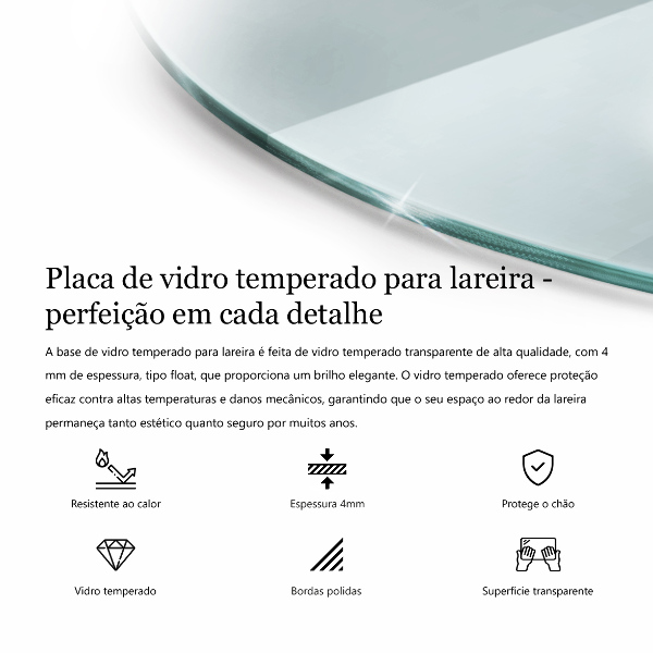 Podložna plošča za kamin fi90 cm