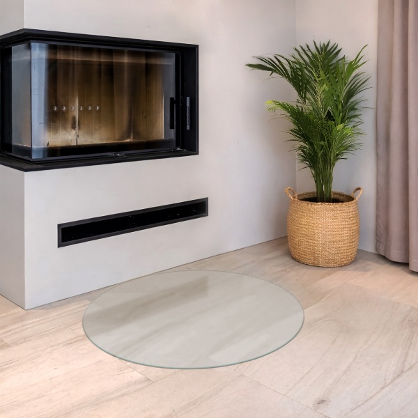 Okroglo polprosojno kaljeno steklo za pod kamin fi100 cm