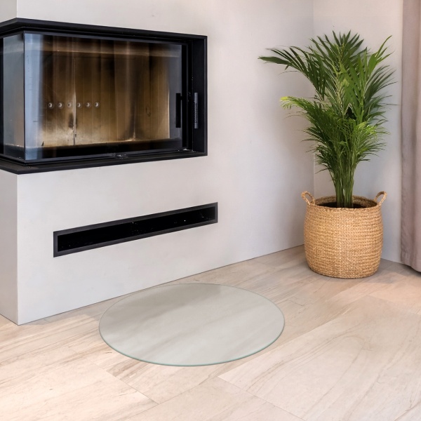 Okroglo polprosojno kaljeno steklo za pod kamin fi50 cm