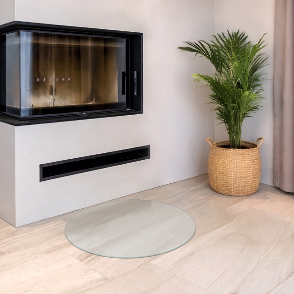 Okroglo polprosojno kaljeno steklo za pod kamin fi60 cm