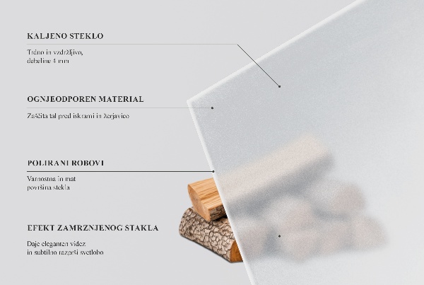 Okroglo polprosojno kaljeno steklo za pod kamin fi80 cm