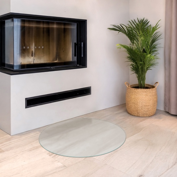 Okroglo polprosojno kaljeno steklo za pod kamin fi80 cm
