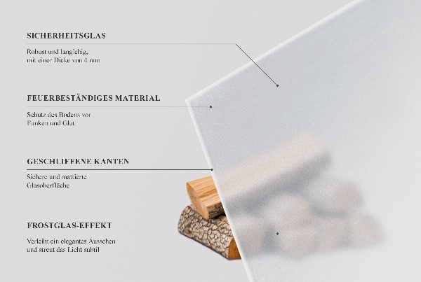 Okroglo polprosojno kaljeno steklo za pod kamin fi80 cm