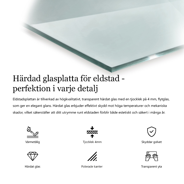 Steklo za kamin 125x50 cm