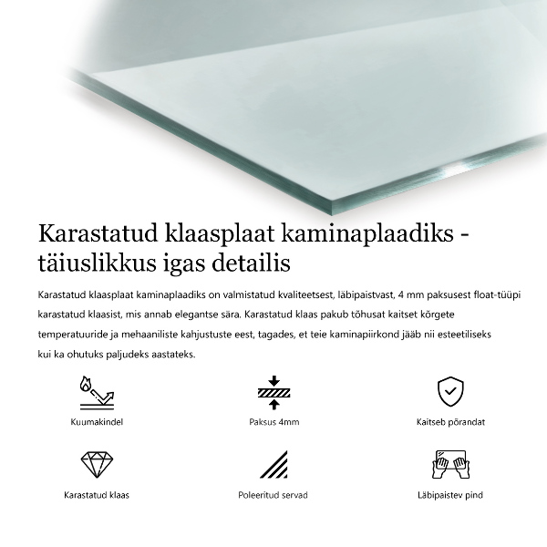 Steklo za kamin 125x50 cm