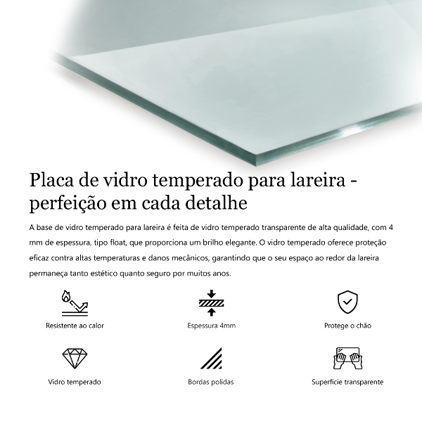 Steklo za kamin 60x40 cm