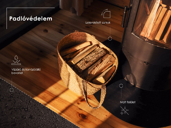 Pravokotna črna podložna plošča za kamin 100x70 cm