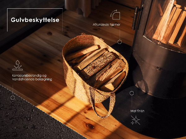 Pravokotna črna podložna plošča za kamin 100x70 cm