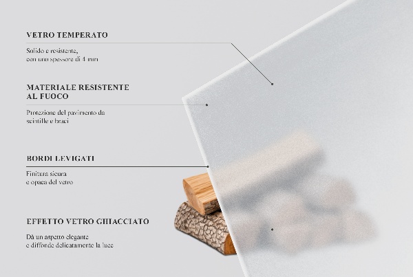 Pravokotno polprosojno steklo za kamin 100x50 cm