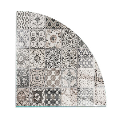 Četrtina kroga steklo za pod kamin Dekorativni vzorci ploščic