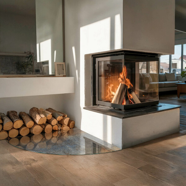 Četrtina kroga ognjevarno steklo za kamin Abstraktni teksturni vzorec